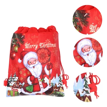 1 / 2 елемента Коледни чанти на съвсем малък, трайни нетъкан Червени практични вечерни Елени, Дядо Коледа, снежни човеци, Чанта за бонбони, чанта за предложения
