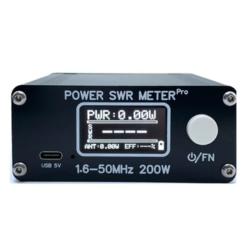 1,6-50 Mhz 0.5 W-200 W КВ къси вълни КСВ-електромера Pro КВ PWR КСВ-метър с 1,29 инчов OLED + 50 часа живот На батерията Здрав Черен