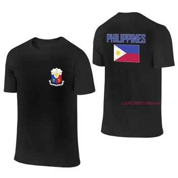 100% Памук, Флаг на Филипините, Карта, Емблема, Тениска с двойно Принтом, Мъжки, Дамски Годишна Ежедневна Риза в стил Харадзюку с къс ръкав, S-6XL
