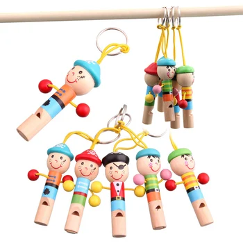 1БР Мультяшная Забавна Детска дървена играчка Пират Свирката на Детски Образователни играчки, Дървен Музикален инструмент Кукла Ключодържател Подарък Играчка