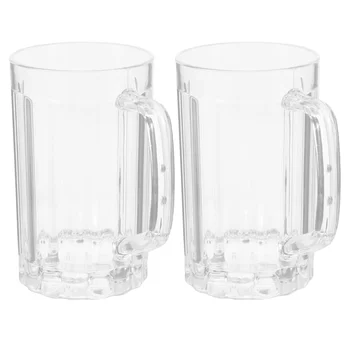 2 бр. домакински една чаша за Стъклени чаши за пиене, Пластмасови чаши с дръжка