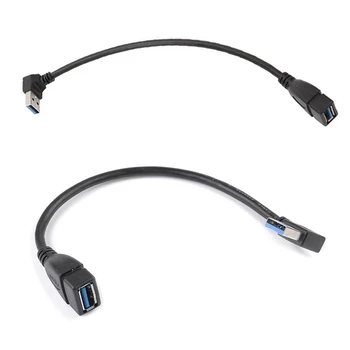 2 Броя USB 3.0 Ъгъл на наклон 90 градуса Удлинительный кабел от мъжа към жената Кабел-адаптер за данни, нагоре и надясно