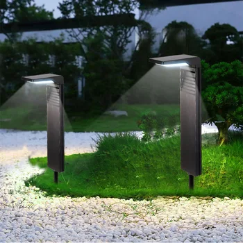 2 елемента Соларни лампи, Градински Ландшафтна Пътека, Украса на двора, led лампа за тревата, Външно водонепроницаемое осветление на Едро 2200 mah