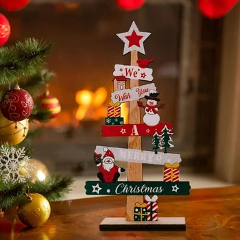 2023 Коледни подаръци за партита, Настолна Коледна елха, Дядо Коледа, Украса със собствените си ръце, Дървени Коледни знаци, бяла Дъска, Коледна украса
