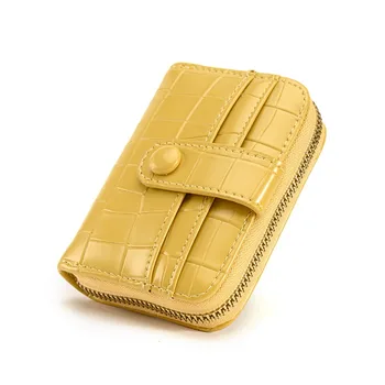 2023 Нова Дамска чанта за визитки с крокодиловым модел, Орган от няколко карти, на Визитна картичка, се Стяга за сертификат в чантата си Голям капацитет за съхранение с цип