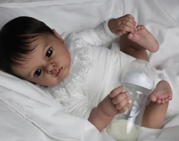 24-инчов Tutti Тъмно Кафява Кожа Reborn Baby Doll Реалистична Истинска Детска 3D Кожа Реалистична Бебешко са подбрани Художествена Кукла Bebe Преродения