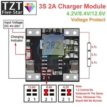 3S Батерия 18650 Модул Зарядно устройство Li-ion Lithium Понижающая Такса Защита Power Bank Модул 2A 4.2 V/8.4 V/12.6 V Защита от напрежение