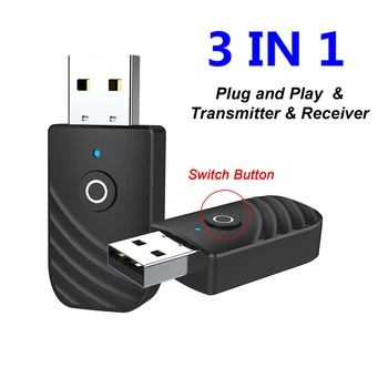 3в1 USB Bluetooth 5,0 Приемник аудиопередатчика с жак 3,5 мм за телевизия за PC на Автомобила