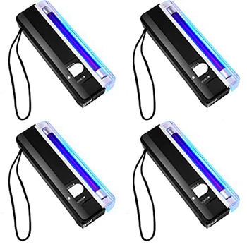 4 Бр. Ръчно UV фенерче черно Светлина Преносими led Blacklight UV-лампа с батерии за откриване на сметки