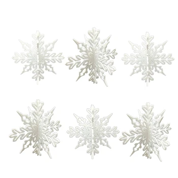 50шт Пластмасови бели снежинки, Зимни украса Коледен окачена висулка за зимни коледни елхи