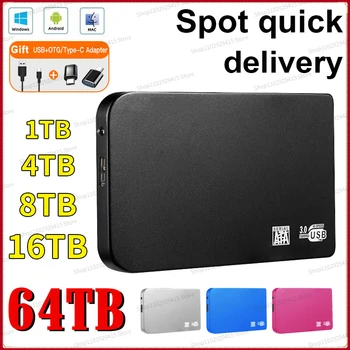 64 Tb Портативни SSD-диск 1 TB Външен твърд диск Високоскоростен Мобилен твърд диск USB3.0 HDD 2 Tb Мобилни устройства За съхранение на данни hd 4t