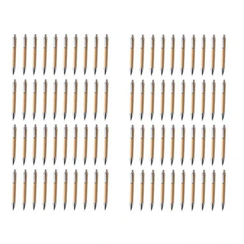 80 бр. Комплект химикалки, пособия за писане от бамбук и дърво, 40 бр. черно мастило и 40 бр. синьо мастило