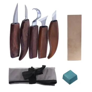 8x Комплекти за дърворезба с чанта за съхранение на Фина дърворезба Износоустойчива дървообработващи инструменти за резби със собствените си ръце върху хартия, гипсу