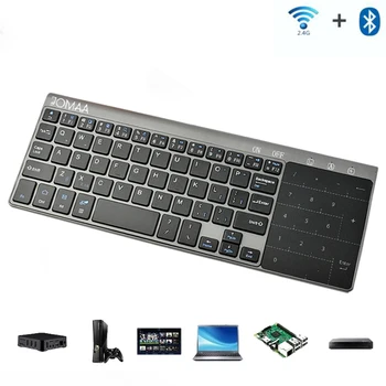 Bluetooth клавиатура с вграден сензорен панел Mini 2.4 G Безжична Портативна, лека, съвместима с Apple TV, PS4, HTPC