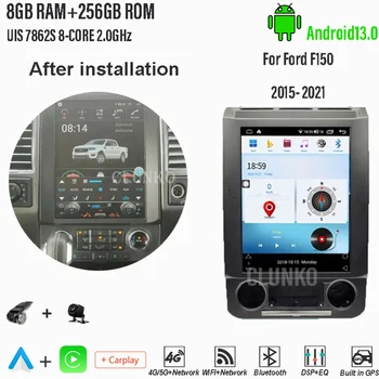 Clunko За Ford F150 2015-2021 Android Авто Радио Стерео Екран Tesla Мултимедиен Плеър Carplay Auto 8G + 256G 4G WiFi, Bluetooth