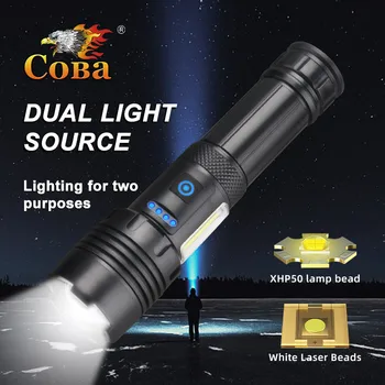 COBA Super XHP120 Мощен led фенерче XHP90 High Power Факел Light Акумулаторна Тактически фенер 18650 Usb Туризъм лампа