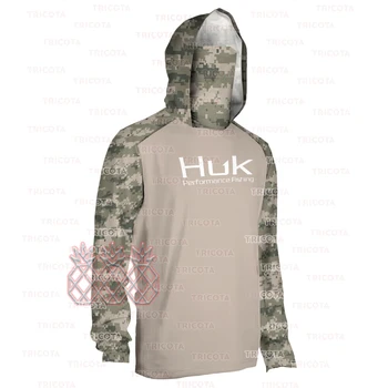 HUK Риболовна облекло UPF 50 + Улични Мъжки Ризи с дълъг ръкав, покриващи лицето, Солнцезащитная Дишащи дрехи за Риболов с качулка