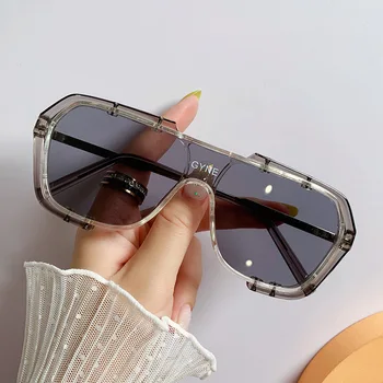 KAMMPT Vintage слънчеви очила без рамки, мъжки и дамски модни очила с квадратни нюанси, Нови слънчеви очила с двойно мост, наклон UV400