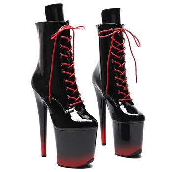 LAIJIANJINXIA/ Новост; модни дамски обувки за танци на един стълб от лачена изкуствена кожа 20 см/8 инча; модерни Дамски обувки на платформа и висок ток
