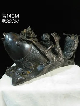 LAOJUNLU Събира Старата Бронзов Гума Daqing Qianlong Year Модел Lotus Birth Благороден Син на Традиционен Китайски Стил Антики Прекрасен