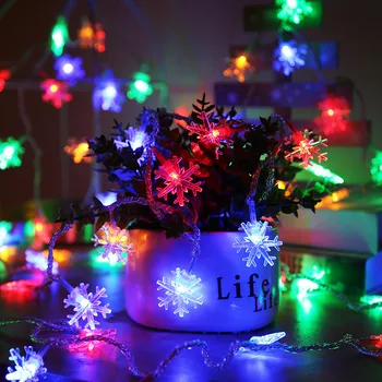 Led Гирлянди под формата на снежинки, Приказни светлини, Батерия, USB, градина за Коледната елха, Венец, Коледна сватба, Коледни украси за Партита