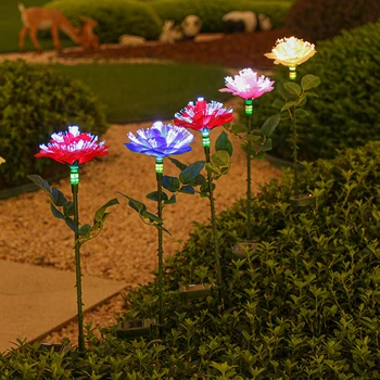 Led Светлини За Билков Кола На Слънчевата Енергия Rose Flowers Light Водоустойчива IP65 Имитация Rose Flower Light за Вътрешния Двор Patway