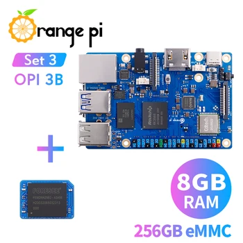 Orange Pi 3Б 8GB + 256G EMMC модул, четириядрен процесор Rockchip RK3566 WiFi + МОЖНО Gigabit SBC Одноплатный комплект мини-КОМПЮТЪР, работещ под Android OS, Linux
