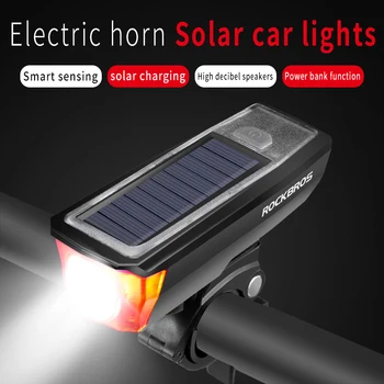 Rockbros официален рог фарове Слънчеви Зареждане USB Акумулаторна батерия Многофункционален Велосипеден фенер Водоустойчива лампа под Наем