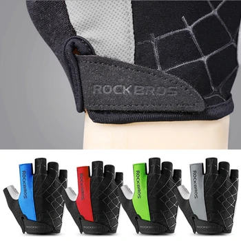 ROCKBROS, ръкавици за езда на полпальца, Летни дишащи против хлъзгане, ръкавици за планински велосипеди, Динамичен под наем, съоръжения за фитнес на открито