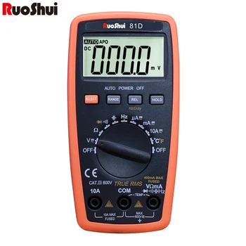 RuoShui 81D Мини Цифров мултицет, 3999 точки, а Истинската rms температура, Капацитет, честота, Тестер за Диоди, Автоматичен Диапазон Multimetro