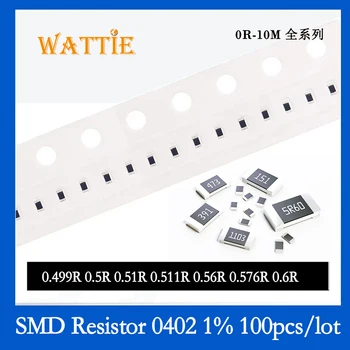 SMD резистор 0402 1% 0,49 R 0,5 R 0,51 R 0,511 R 0,56 R 0,576 R 0,6 R 100 бр./лот микросхемные резистори 1/16 W 1.0 mm * 0,5 мм и с ниското ниво на съпротива