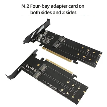 SSD Странично Card 4 слота за HDD Адаптер Контролер M. 2 NVME Карта за разширяване на Метален PCIE 3.0 X16 Поддържа Raid с радиатор