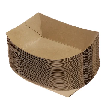 Toyvian 50 бр. контейнери за изнасяне във формата на кораб, Лесно сгъваема кутия от крафт-хартия, Кутия за обяд, Салата, за парти