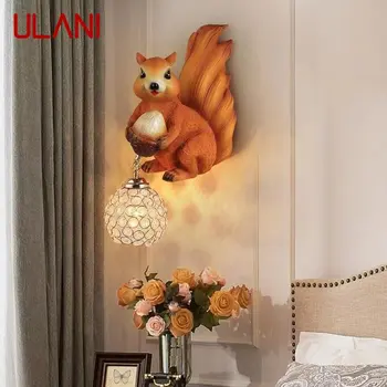 ULANI Модерен Стенен лампа от смола LED Indoor Creative Simulation Катерица Sconce Light за дома, хол, спалня, коридор