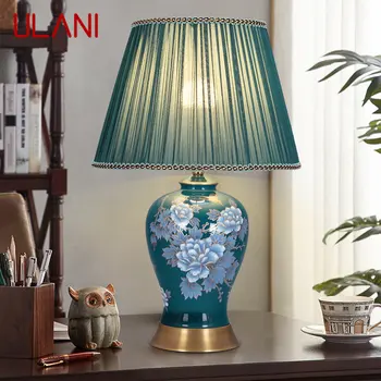 ULANI Модерна настолна лампа LED Creative Touch с регулируема яркост, настолна лампа от синя керамика с регулируема яркост за домашен интериор хол спалня