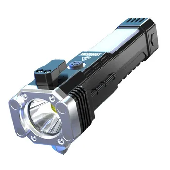 USB батерия за зареждане, авто фенерче, 4 режима, защитен чук, фенерче, многофункционален домакински фенерче, авариен прожектор