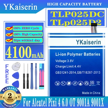 YKaiserin TLP025DC TLp025D2 4100 mah Взаимозаменяеми Батерия За Alcatel Pixi 4 Pixi4 6,0 OT 9001A 9001X 9001D 8050D OT-8050