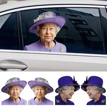 Автомобилна стикер на Кралица Елизабет Универсална 3D Автомобилната стикер На прозореца на Кралица Елизабет, Папа Римски св. Франциск от Рут Бейдер Етикети За Подаръци