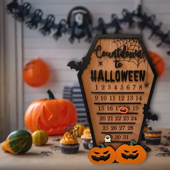 Адвент-календар на Хелоуин, wooden обратно броене до Коледа, декор, ужасни декорация, дизайн с духове къща за декорация на партита на закрито
