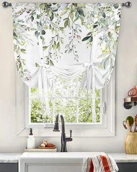 Акварельно-зелени листа, прозорец завеса за всекидневната, начало декор, Римска завеса, Кухненски пердета на експозиции, Регулируеми щори