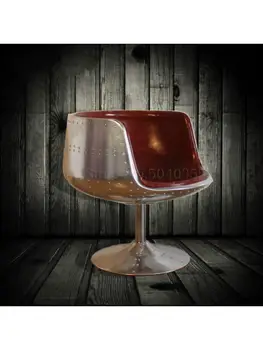 Алуминиева чаша вино с нитове, стол за кафе, бар стол, Модерно художествено стол за дневна, европейското алуминиево кожен стол ръчно изработени