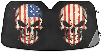 Американският флаг е изобразен на предното стъкло на автомобила с черепа козирка Сгъваем Отразяваща козирка Блокира ултравиолетовите лъчи
