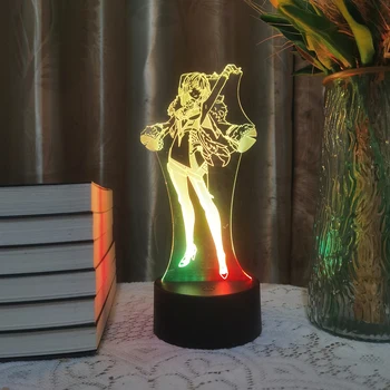 Аниме Yelan 3D Led Лампа Genshin Impact 16 Цвята лека нощ Детска Фигурка За Бебето Начало Декор Спални Коледно Парти Илюзия Подарък
