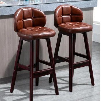 Бар стол с модерен минималистичен бар стол от масивна дървесина, висока табуретка, творчески бар стол, скандинавски начало на високо столче