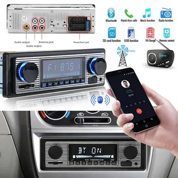Безжично автомобилно радио, MP3 плеър, 1din Bluetooth, Ретро мултимедия, AUX, USB, FM възпроизвеждане, Ретро безжичен стереозвук 12V, Автоэлектроника
