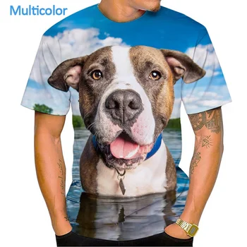 Брандираната лятна тениска BIANYILONG със сладък куче, 3D принтом, къс ръкав, мъжки и женски персонални творчески ежедневни блузи