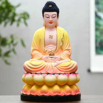 Буда Амитабха от смола, предлагащ бижута будистки храм на дома, молитвата на Буда, начало декор, фея