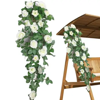 Венец от рози, Изкуствена роза, Каплевидный модел с зелени храсти, Цветя стена декорация със зелени Клони за дома кафенета