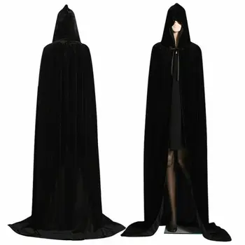 Възрастен Кадифена пелерина на Хелоуин, наметало с качулка, Средновековен костюм на Вещица, Wicca, Вампир, Мъжки И женски страшни костюми
