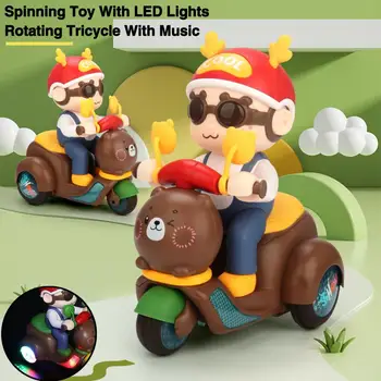 Въртящата играчка с led осветление, Цветна въртящата играчка с led подсветка, Вълнуваща играчка с led музика, Електрическа триколка за деца, уникален дизайн